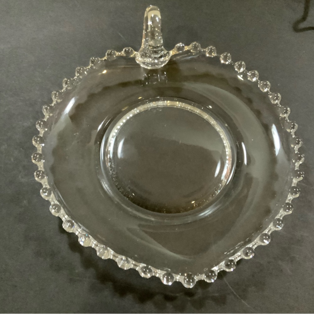 Candlewick Heart Dish Handle Candy Nut Elegant Glass #46